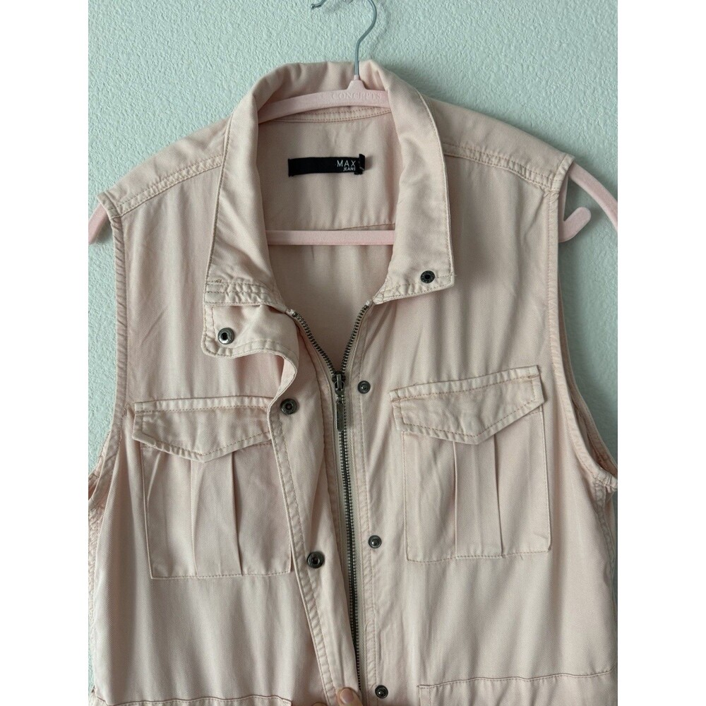 Max Jeans Utility Vest Women's Size M Blush Pink Sleeveless Belted Cargo Vest - Picture 5 of 9